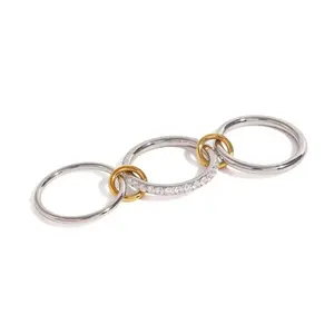 Olivia Le Pave Mixed Metal Stack Ring - Women's Jewelry steel ring