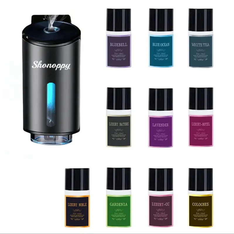 Car Aromatherapy Diffuser with 10 Bottles Essential Oil, Portable Smart Humidifier and Vehicle Air Freshener Diffuser