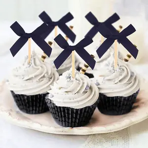 LaVenty cake shed cake topper gender reveal24Pcs Black Bow Cupcake Toppers Black Bows for Cake Decorations Coquette Bowknot Cupcake Picks Topper for Bows Birthday Bachelorette Party Decorations Bridal Shower