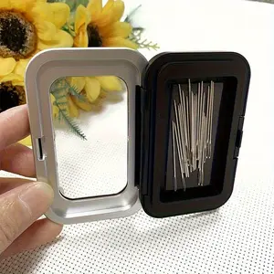 1pcs [Magnetic Sewing Organizer] Portable Compact 1pc Magnetic Sewing Needle Organizer | Black Stainless Steel Case with  Magnet for Embroidery & Office Supplies, Ideal for Needles, Paper Clips & Small Items Storage, Sewing Supplies Crafts, Sewing Tools