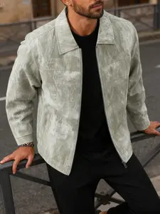 Men's lightweight casual jacket, Long Sleeves, zipper closure, lapel design, men's tie dye distressed jacket, machine washable, polyester fiber, easy to maintain fabric, suitable for daily leisure, work travel, and formal wear, Spring and Autumn seasons