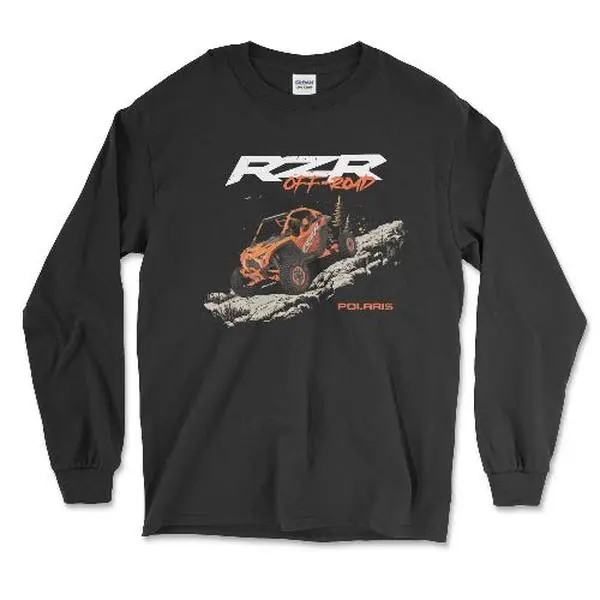 Polaris RZR Long Sleeve Apparel for Off-Road Enthusiasts Classic Collar Cotton Tops Black Graphic Casual Day Stitch Tshirt Crewneck Menswear Hoodie