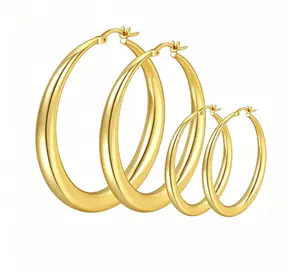 Gold Hoop Earrings for Women | 925 Sterling Silver Hypoallergenic Ripple Hoops 30/40/50mm Gold Hoop Earrings for Women | 925 Sterling Silver Hypoallergenic Ripple Hoops 30/40/50mm