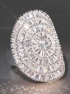 1 PC Pretty Cubic Zirconia For Women For Wedding Engagement Anniversary Party Bridal Engagement Jewelry Valentine's Day Gift Artificial Zircon Ring Cubic Zirconia Rings