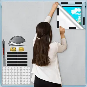 Augot 100% Blackout Curtains 118" × 57" No Drill Blackout Shades, Portable DIY Blackout Blinds Window Cover Travel Black Out Curtains with Stickers Cutter Marker Ruler for Bedroom Nursery Dorm Windows