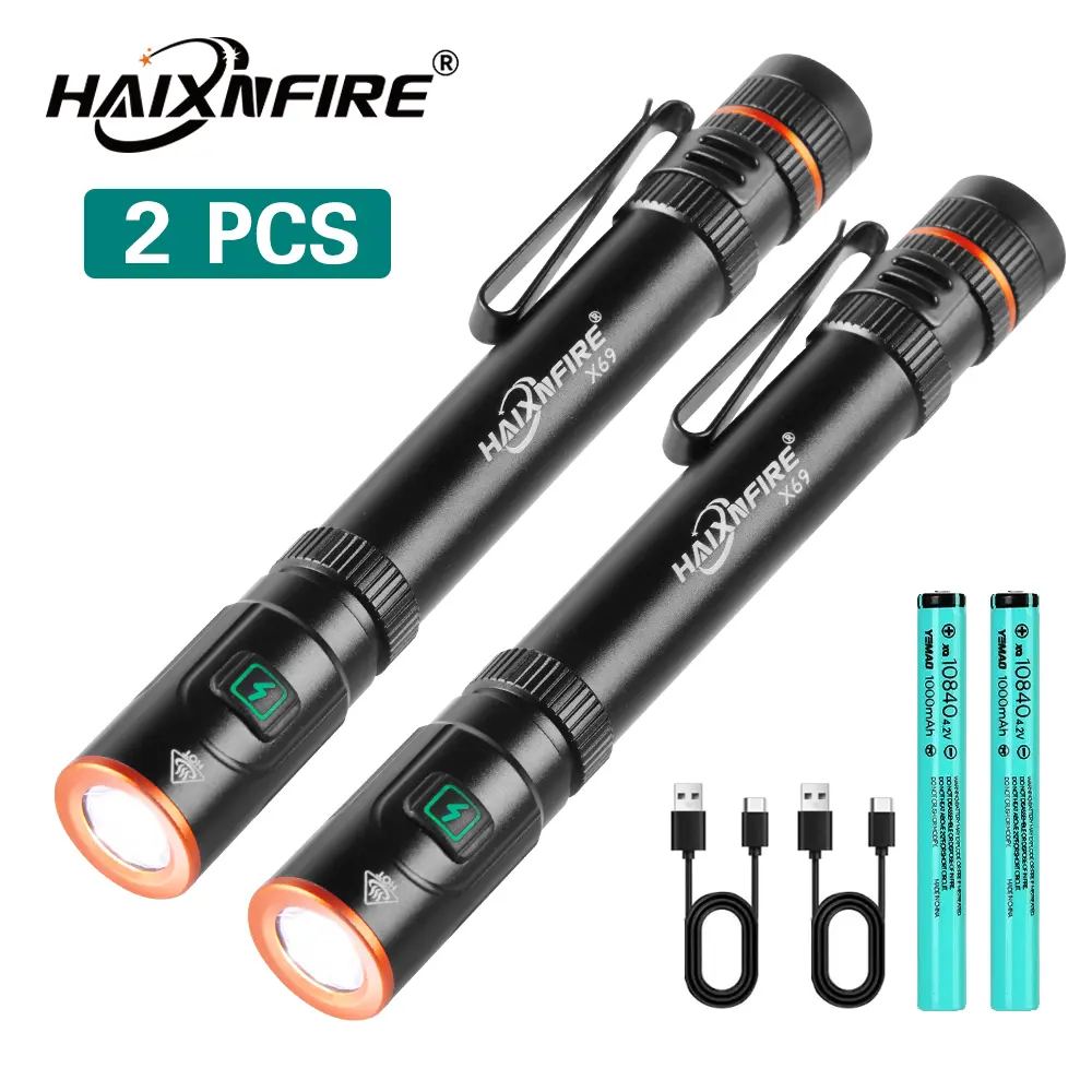 2 pieces LED Pen Flashlights, Lightweight, Mini, Waterproof Pocket Flashlight with Clip, 2 Pack Small Flashlights for Inspection, Work, Emergency