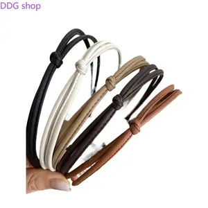 Women’s Faux Leather Minimalist Knotted Wide Hoop Headband - Solid Color Non-Slip Sports Headband for Thick Hair, Ideal for Daily Wear, Party Styling