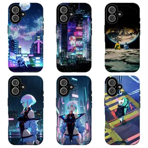 FL-Cyberpunk Edgerunn3rs Lucy & Rebecca Phone Case, Neon City Anime Protective Cover For iPhone 11 12 13 14 15 16 17 Air Pro Max for Samsung S26 S25 S24 S23 S22 S21 Case,Gift for her/him/fans
