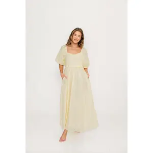 Krystal 100% Cotton Maxi Dress in Vintage Ivory