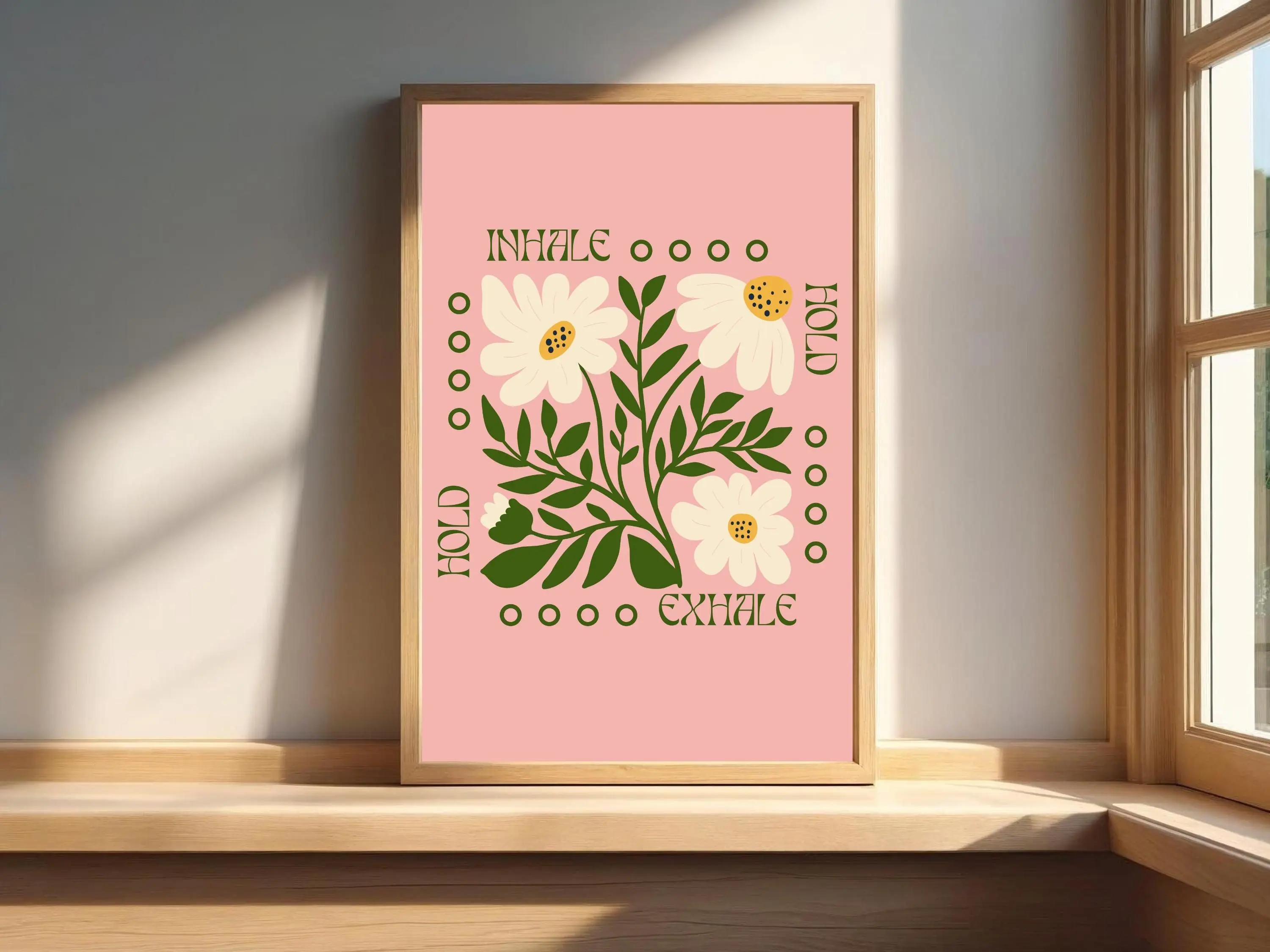 [SALE UP TO 40%] [Unframed] Box Breathing Floral Wall Art | Anxiety Relief Tool | Therapist Office Decor | Mental Health Printable | Daisy Poster | Yoga Studio Artwork