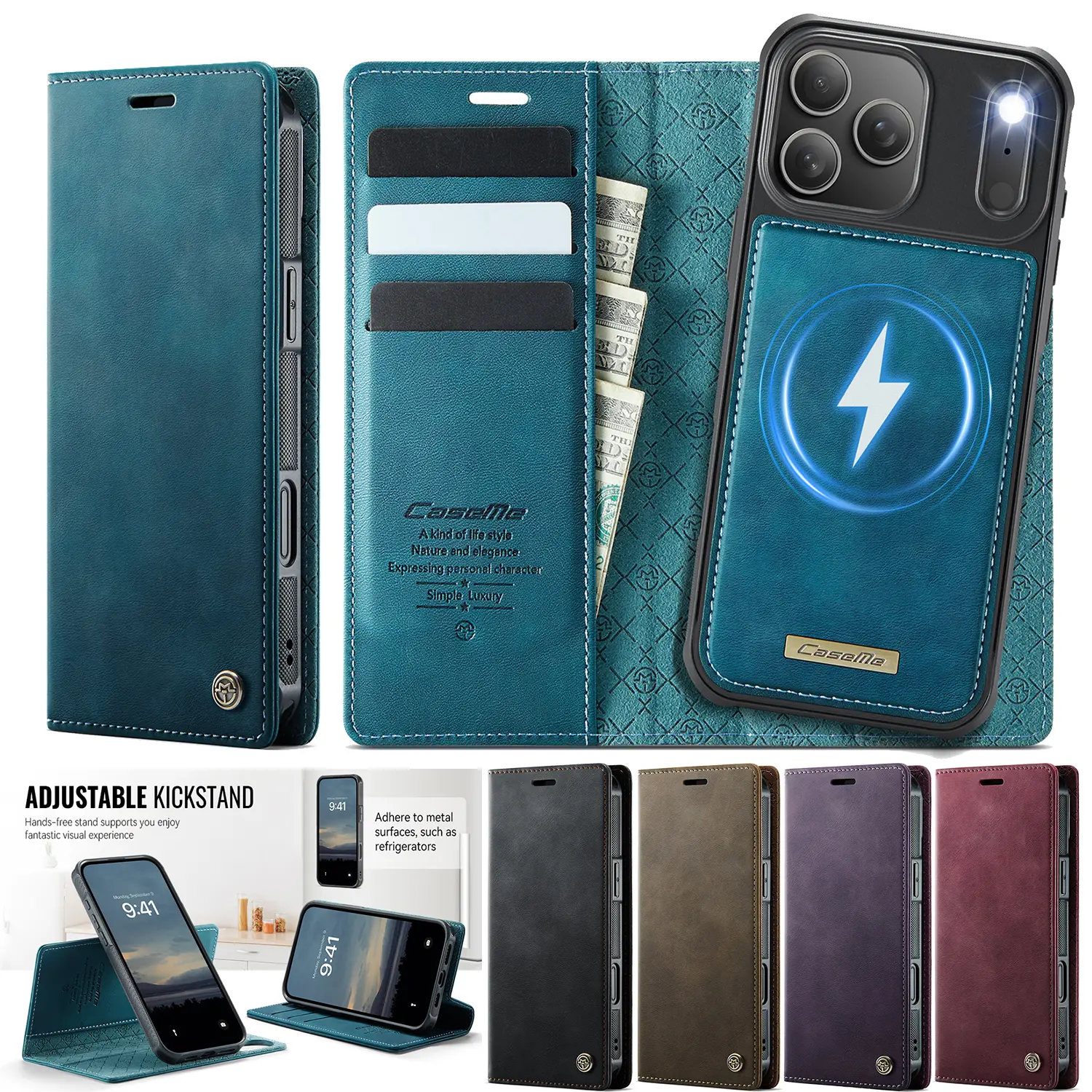 2-in-1 Detachable Wallet Leather Magsafe Case For iPhone 17 Air 16 15 14 Plus 13 12 11 Pro Max Luxury Magnetic Flip