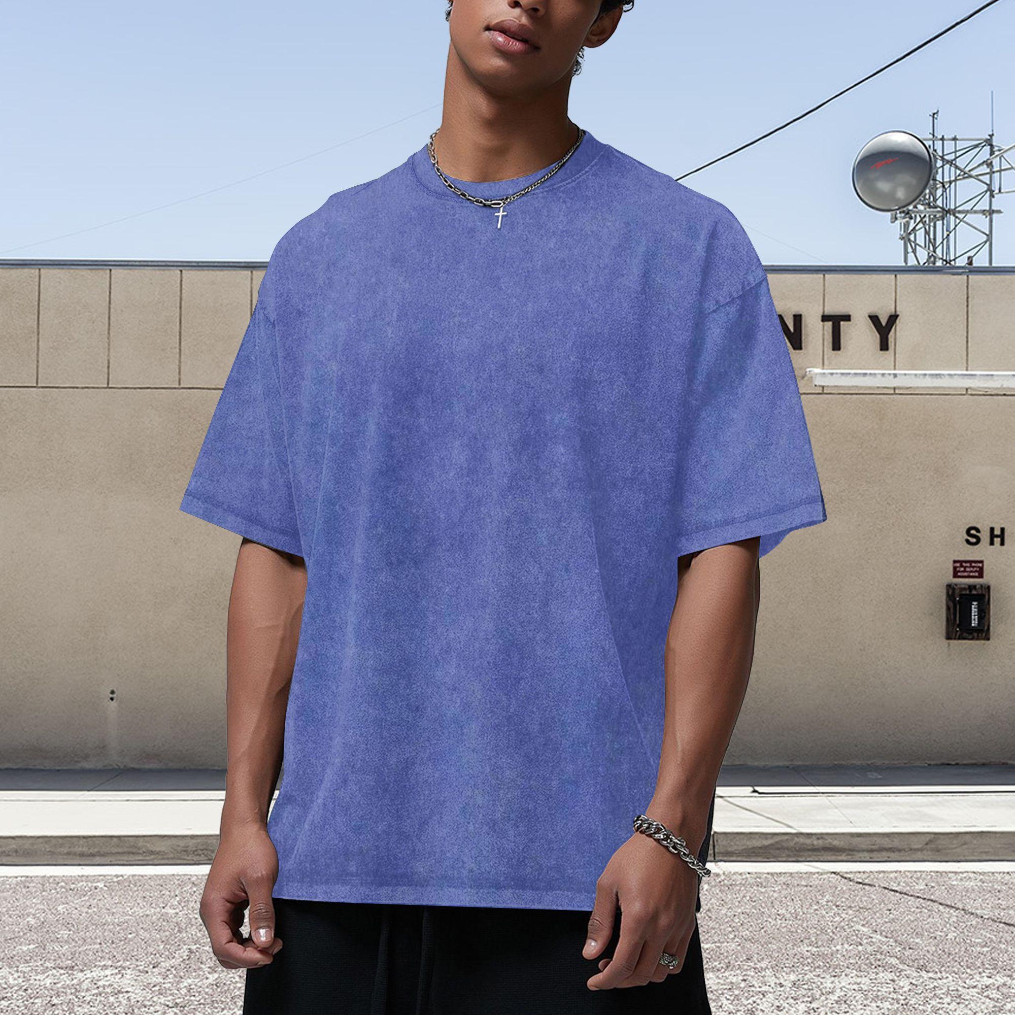 Men’s 4 Pack Oversized Gym T Shirts 100% Cotton Heavyweight Vintage Acid Wash Workout Baggy Tees