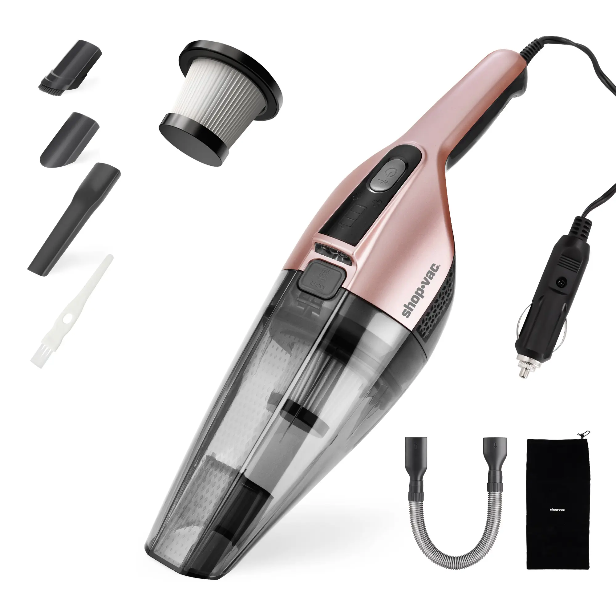 #backtoschool Shop-Vac S1 12V Car Vacuum Portable, Dual-Speed Powerful Handheld Vacuum with Multiple Nozzles, Hand Vacuum for Deep Interior Detail Cleaning, Cigarette Lighter Plug, 10 FT Cord