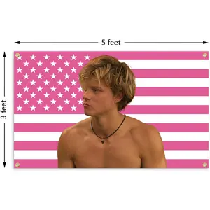 Pink   JJ Maybank 3x5ft American Flag with Brass Grommets - Ideal for College Dorms, Bedrooms, and Party Decorations, American Flag Decor