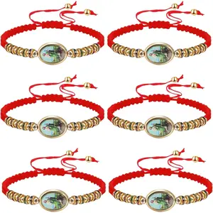 6 count Virgen de Guadalupe Bracelet San Judas Bracelet  Braided Adjustable String Cord Beads for Religious Protection Women Men