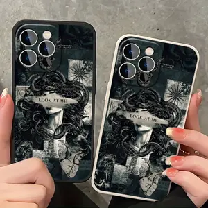 Case for iPhone 16 Pro Max 15 Plus 14 13 12 11 XS XR Cool Medusa Darkness Aesthetic Pattern Pocket-Friendly Shockproof Silicone Protective Softcase Gift For Girls and Women
