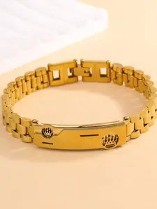 Men's Dual Crown Stainless Steel High Quality Bracelet, Simple Design, High-End Casual Accessory, Affordable Luxury Jewelry