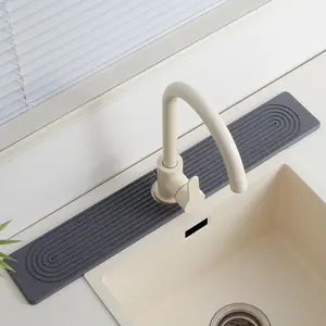 Stone Faucet Mat for Kitchen Sink,Super Absorbent Diatomite Fast Drying Stone and Bathroom Stone Tray for Counter Quick Drying Splash Guard,Prevents Moisture Buildup Sink(Dark Grey,23.6" x 3.9")