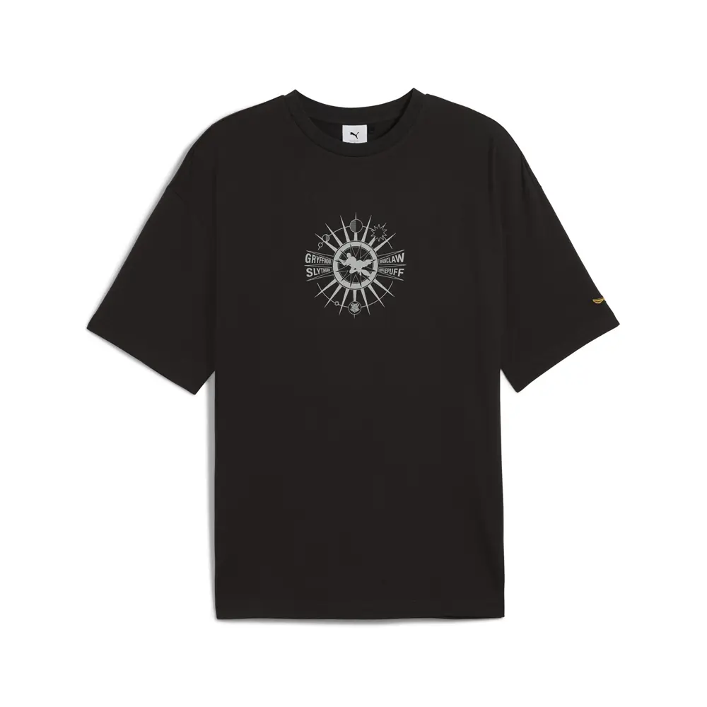 PUMA Mens X Harry Potter Oversized Graphic Crew Neck Short Sleeve Casual Tops Casual - Black