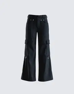 Laina Black Twill Pocket Pant