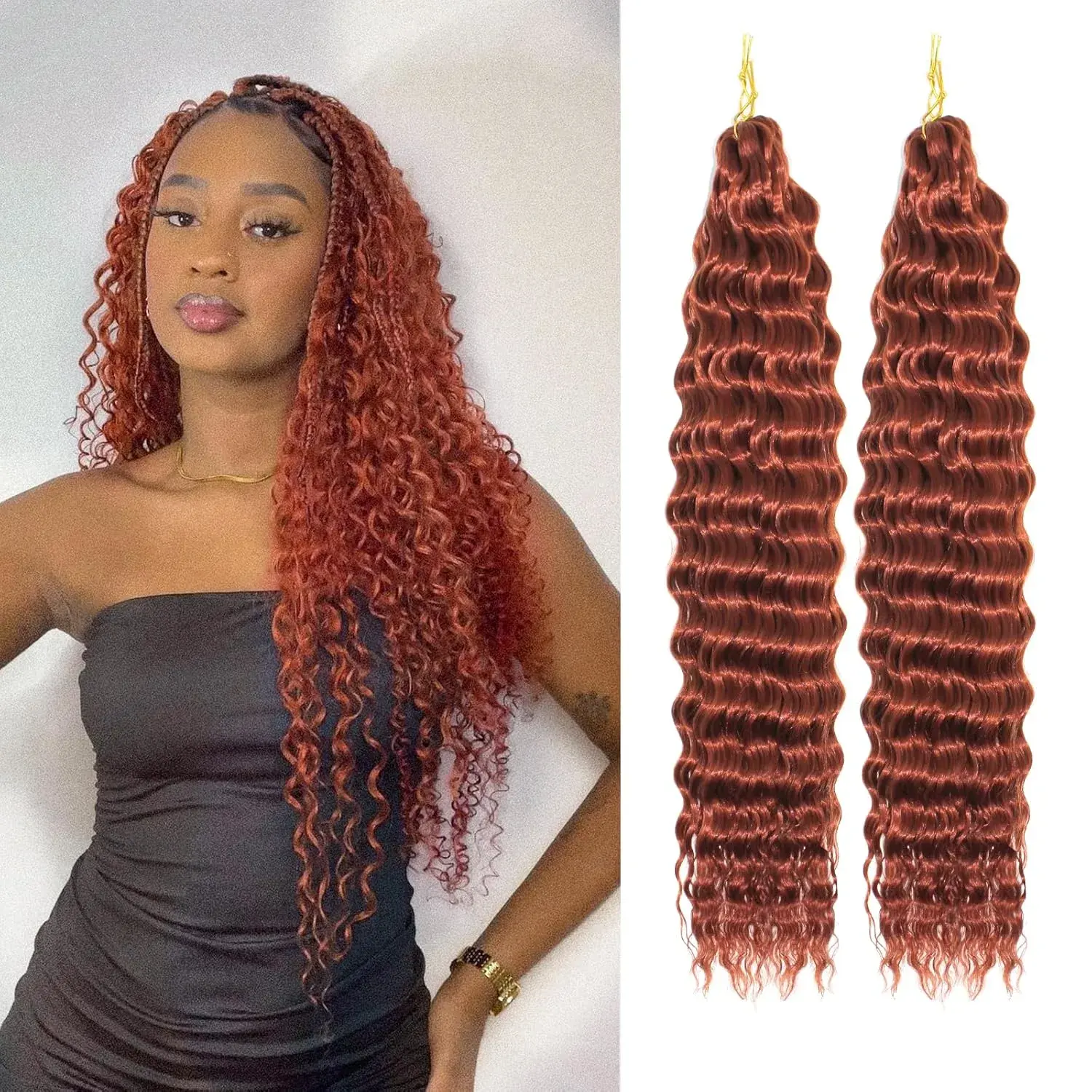 Ocean Wave Crochet Hair 18 Inch 2 Packs Deep Wave Curly Braiding Hair Extensions Synthetic Curly Crochet Hair For Black Women