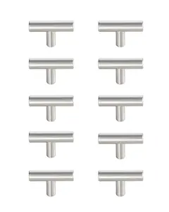 212 MAIN Modern Hardware Quinn T-Bar Pull, Brushed Nickel Finish, PL400-1-NK-10PK Multipack - Pack of 10, Brush Nickel