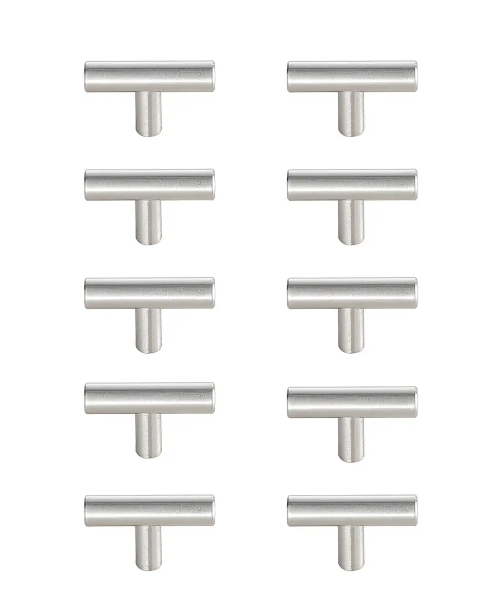 212 MAIN Modern Hardware Quinn T-Bar Pull, Brushed Nickel Finish, PL400-1-NK-10PK Multipack - Pack of 10, Brush Nickel