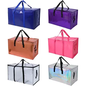 6 Pack Moving Bags Heavy Duty, Extra Large Moving Bags, Moving Supplies, Storage Bags with Handles and Zippers, Waterproof Totes for Storage Space Saving Packaging Shipping and Travel(mixed color)