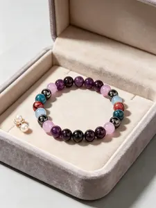 Style Multicolor Ceramic Bead Bracelet, Sweet Fresh Student Daily Wear Jewelry, High Elasticity Non-Fading, Beach Photo Accessory, Unique Design