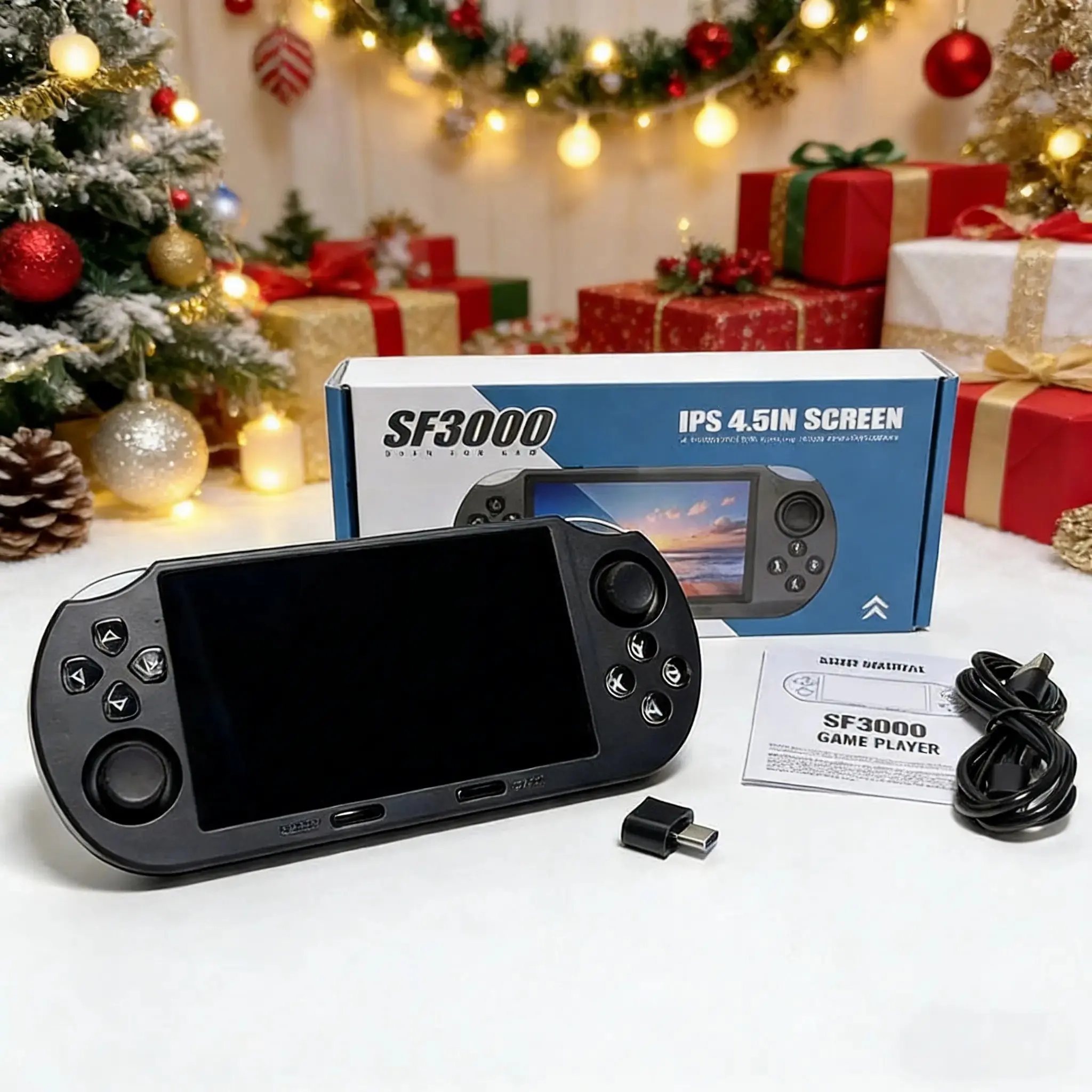 SF3000 Retro Handheld Game Console 4.5 Inch IPS Screen 3000mAh Battery 14 Emulators 20000+ Games Portable Gaming System  Compact Card Controller multi-emulator support built-in memory TikTokShopBlackFriday,Halloween Christmas New Year Gift