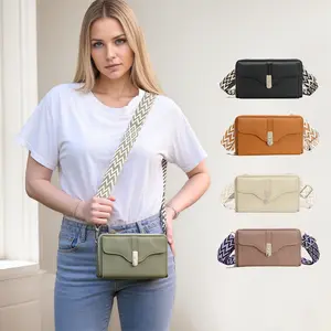 Women's Small Square Shoulder Bag PU Leather Adjustable Wide Strap Crossbody Bag for Dating