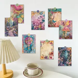 【Bohemian Scrapbook Paper Pack】16 Pre-Cut Sheets, 8 Unique Designs | Watercolor Pinks, Teals & Gold