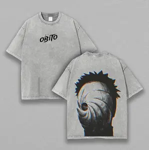 Obito - Naruto Anime Double Printed Vintage Washed Tee Unisex Oversize Anime Manga Washed Heavyweight Cotton T-shirt, Gift For Anime Fan, Anime Lover