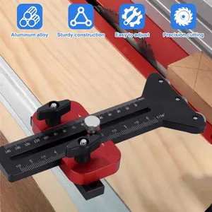 Thin slice cutting table saw template with 3-roll system and adjustable fixture -3/8 "x3/4" U-shaped groove&1/4 "x3/8" T-shaped groove table saw precision guidance, durable metal structure suitable for repeated narrow strip cutting - DIY woodworking
