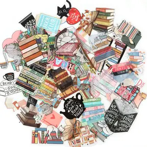 50pcs Reading Books Transparent PET Material Series Graffiti Stickers Suitable for Suitcases, Mobile Phone Cases, Laptops, Helmets, Skateboards Waterproof Decoration DIY Creative Stickers