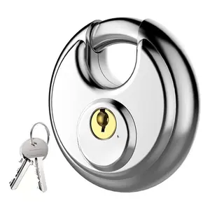Stainless Steel Disc Lock with 2 Keys, Outdoor Waterproof Storage Lock for Storage Locker, Shed, Gate, Fence, Keyed Padlock for Home, Office, Dormitory