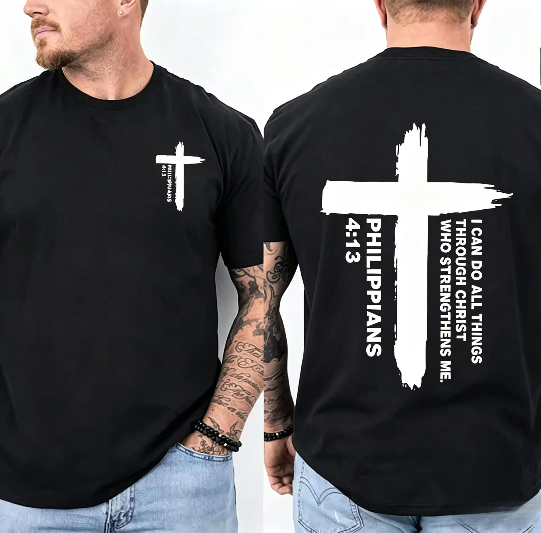 Christian Jesus Faith Graphic T Shirt for Men  Unisex  Short Sleeve Tee God Cross Bible Verse Print Shirt Vintage Religious Streetwear Idea
