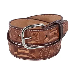 CTM Boy's Leather Rodeo Tooled Western Belt