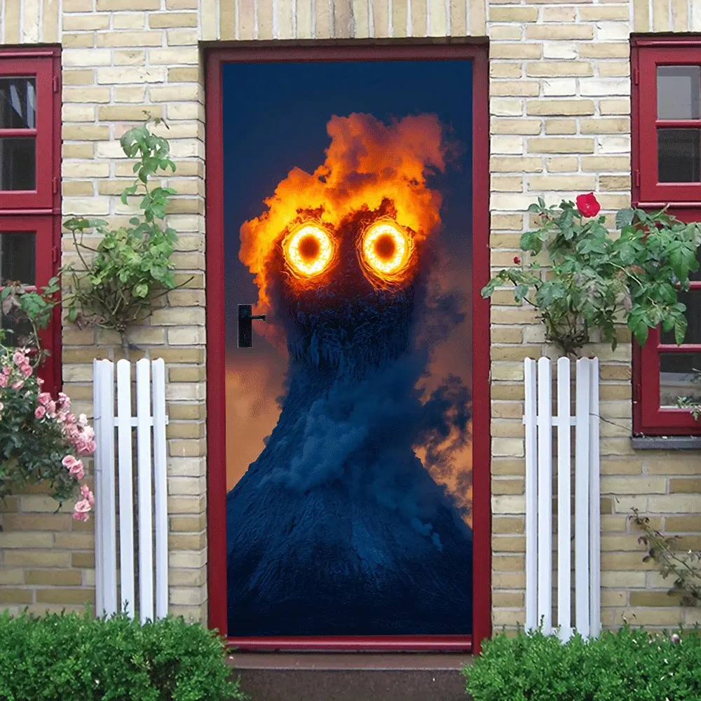 2pcs Volcano Eye Decorative Wall Stickers Creative Home Living Room Bedroom Entrance Background Wall Stickers Stereo Visual Effect Personality Art Wall Decals Self Adhesive Removable Holiday Party Decora