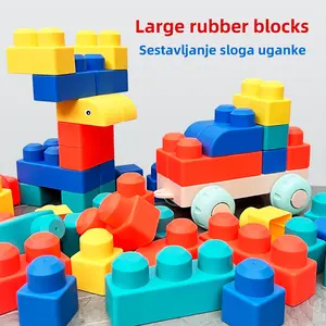 Baby Large Grain Soft Rubber Blocks Building Toy Blocks Tower Game, Hand-Eye Coordination Training, Intelligence Development, Halloween Thanksgiving Christmas Gift