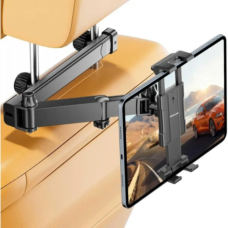 OHLPRO Tablet  Car Centre, 26 cm Extendable Aluminium Arm Car Tablet  Headrest Tablet  Universal Travel Accessories Children Headrest  for iPad Switch Sumsung Smartphone 5-13 silicone pad