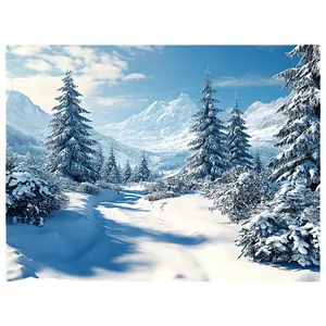 1pc, Trendy Banner  Featuring Christmas Pine Trees in a Snowy, Multi-Purpose Polyester, No Electricity Required, Home Decoration for Winter Festivities & New Year Celebrations