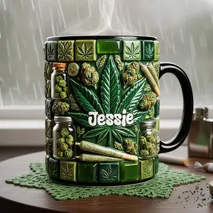 Cannabis Coffee Mug, Personalized Stoner Name Mug, Weed Lover Coffee Cup – Custom Name Accent Mug, Cannabis Theme Ceramic Mug for Weed Enthusiasts, Funny 420 Gift Idea, Stoner Aesthetic Coffee Mug