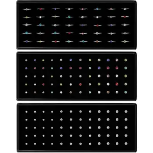 3 Boxes 120 count Nose Rings Studs 40 count Nose Rings Hoops, Stainless Steel Nose Piercings  , Ideal  with Cute Package