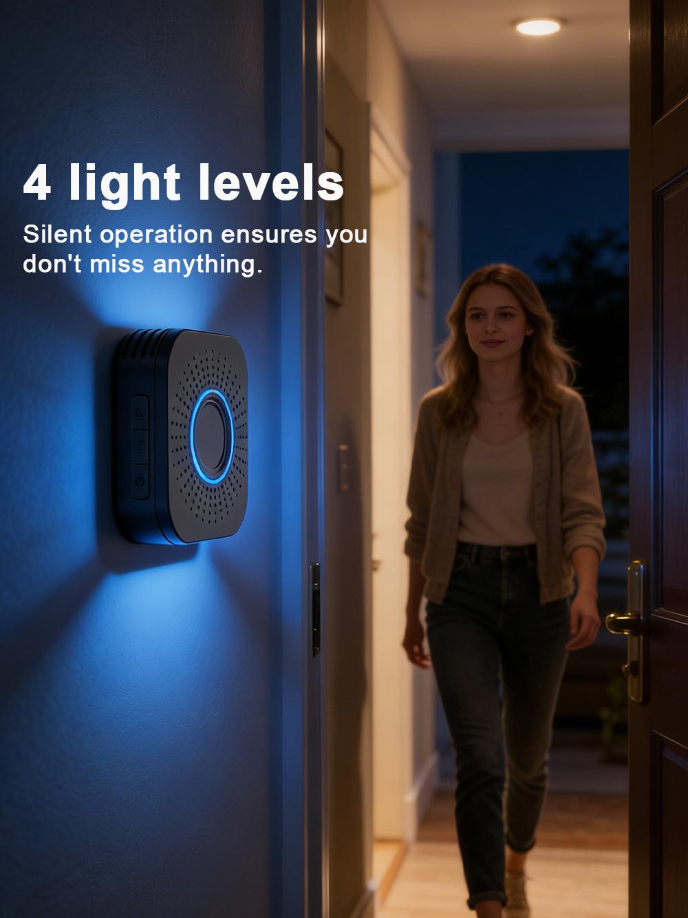 【2 Packs】Wireless Door bell, Mini Doorbell IP55 Waterproof, 1,000ft Range 110dB Mute Mode 32 Door Chime,high-volume of 5 Volume Adjustment levels,Colorful LED Flashing and Silent Function, Safety for Home Office Teachers & Hearing-Impaired.