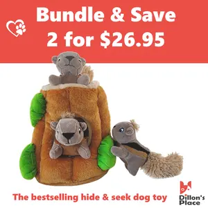 Dillon's Place 2-Pack Squirrel Chase Bestselling Interactive Dog Toy Plush Tree with 3 Squeaky Squirrels Each - Double the Fun & Save!
