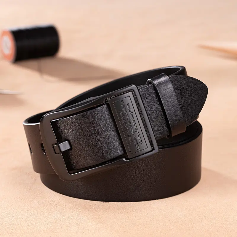 Men's Adjustable Belt with Polished Alloy Automatic Buckle, Stylish Textured Vegan-Friendly Faux Leather Strap, Quick Fit Design for Casual Attire, Automatic Buckle, Quick Fit, Adjustable Buckle Men's Belts
