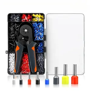 HSC8 6-4A Wire Ferrule Crimp Tool Kit AWG 23-7, Professional Ferrule Crimper Plier with 1200pcs Wire Ferrule Connectors, Square Crimping Tool for Electrical Wiring, DIY, Automotive, Industrial Terminal Crimping Tool Set