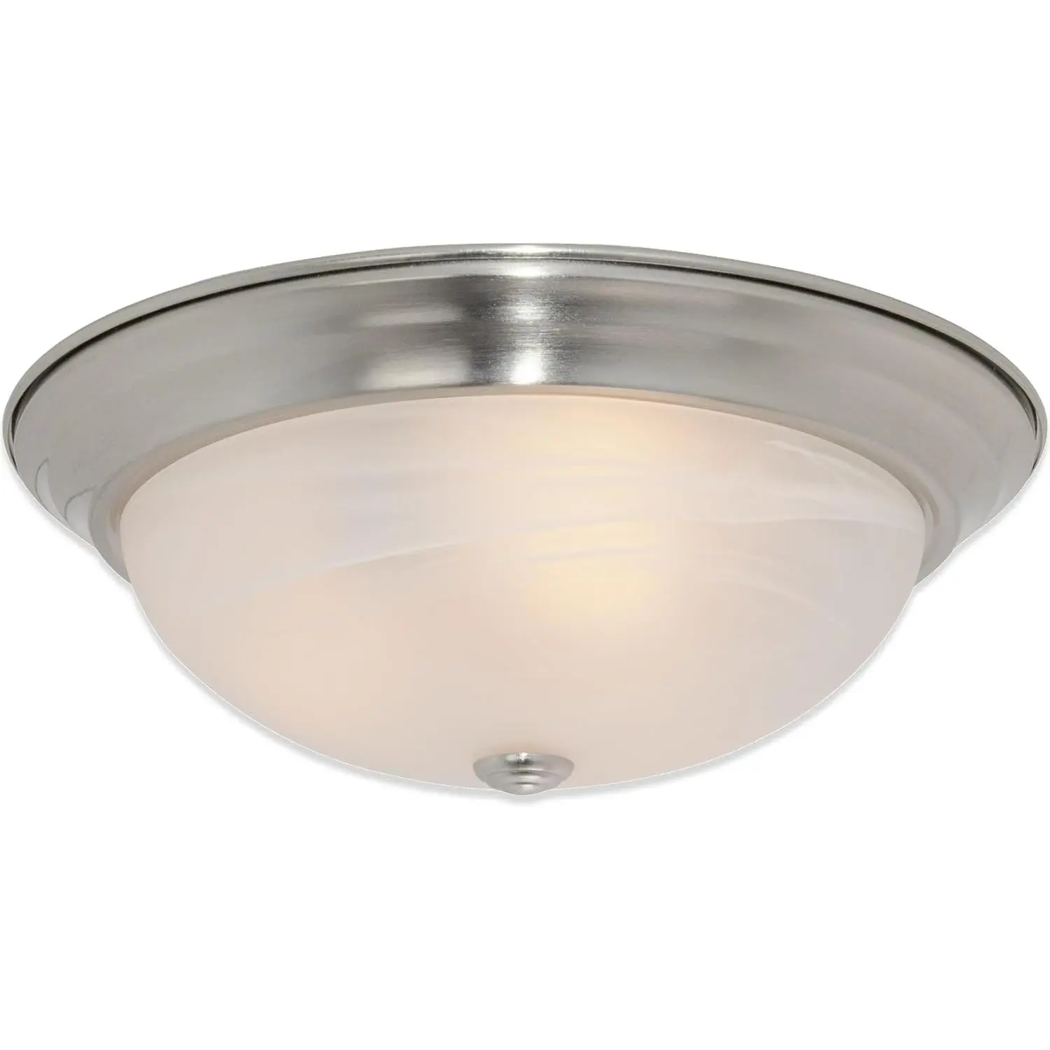 DESIGNERS FOUNTAIN Reedley 2-Lights Flush Mount Ceiling Light, 13 Inch Lighting Fixture for Kitchen, Bedroom, Bathroom, and H, White Alabaster Glass, Satin Platinum, 1257M-SP-AL