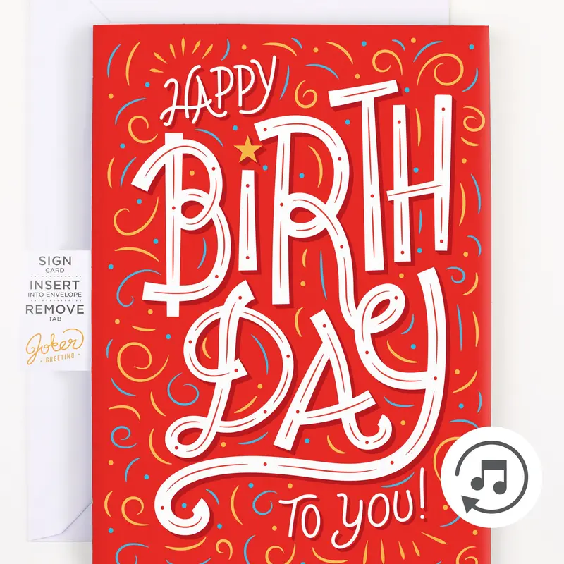 Joker Greeting Funky Birthday Greeting Card - Office Stationery Supply with Hidden Glitter Trap, Musical Play, From the Kids Inside Sign, Glitter Accent (A Pick From Funky Greeting Cards)